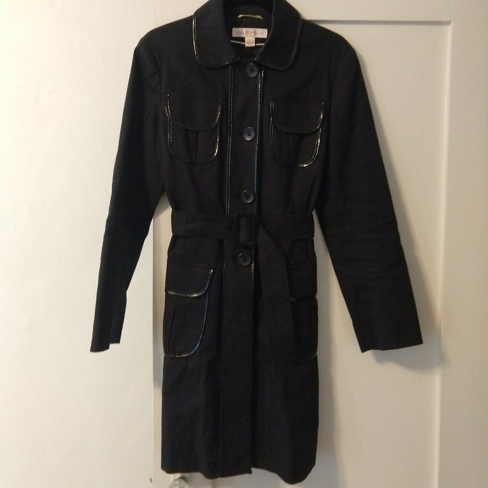 Via Spiga Black (Cruelty-Free) Long Jacket - Size M